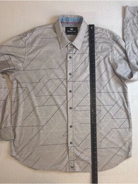 Butter Men's Gray Geometric Stripe Button-Down Shirt